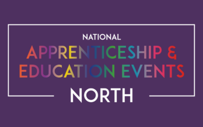 Purple background with National Apprenticeship & Education Events North logo on.
