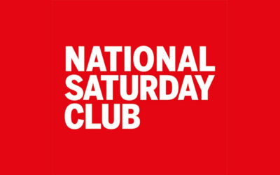 National Saturday Club logo against red background.