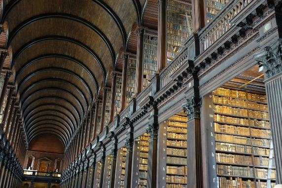 an old building filled with books