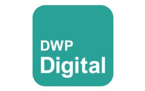 DWP Digital logo against green background.