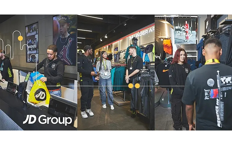Picture of people in JD uniforms working with the JD Group logo displayed at the bottom left.