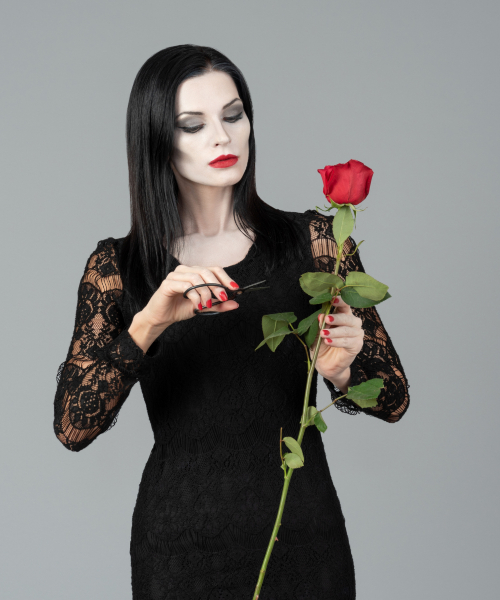 halloween3 (1) a woman holding an a rose