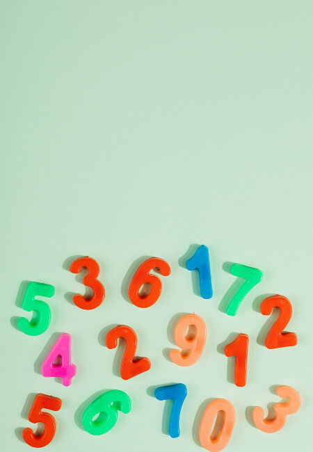 A selection of plastic numbers in a range of colours
