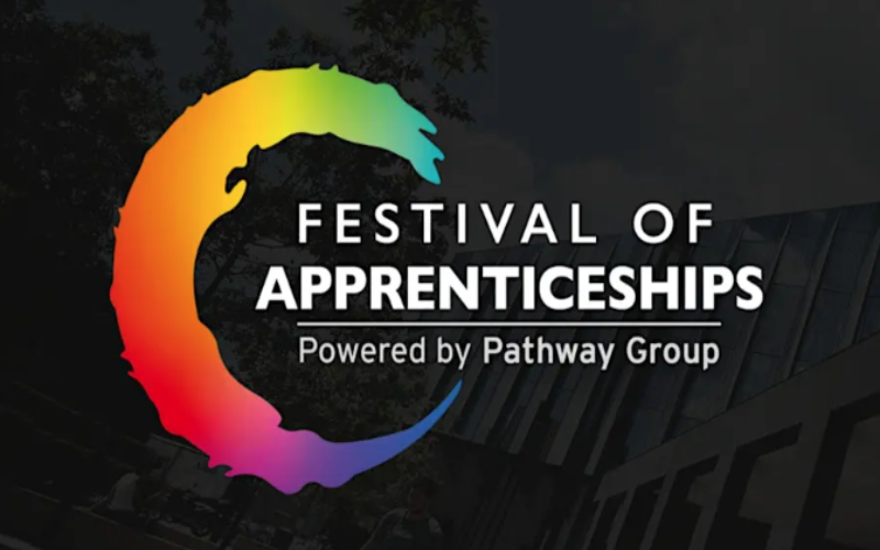 Logo for Festival of Apprenticeships against a black background